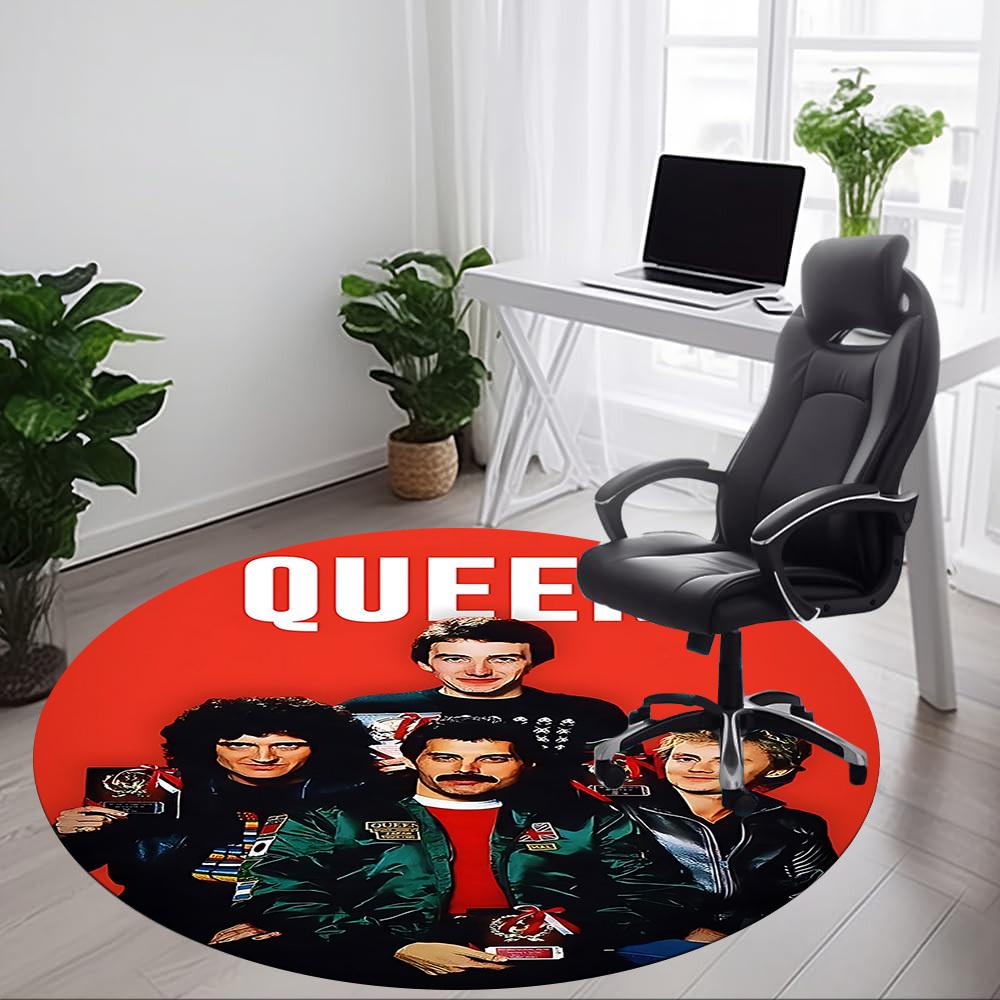 1 Stück Queen Music Office Runder Teppich, Unter Bürostühlen Schlafzimmer Wohnzimmer Heimdekoration a1022268