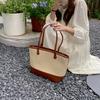 Ielgy Summer Retro Texture Underarm Bag Straw Woven Large Capacity Simple Tote Large Bag