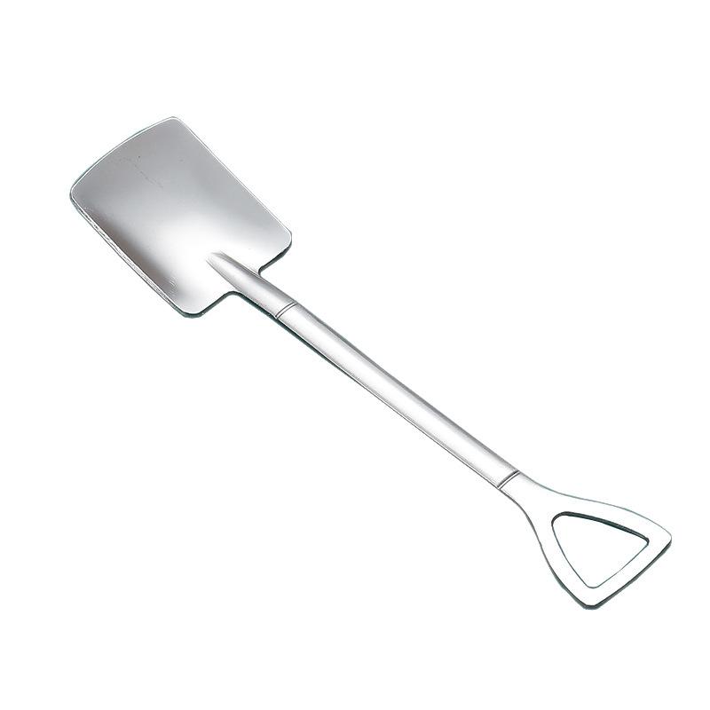 410 Stainless Steel Creative Modeling Shovel Spade Spoon Ice Cream Watermelon Spoon Fruit Fork Dessert Mixing Spoon Tip Spoon