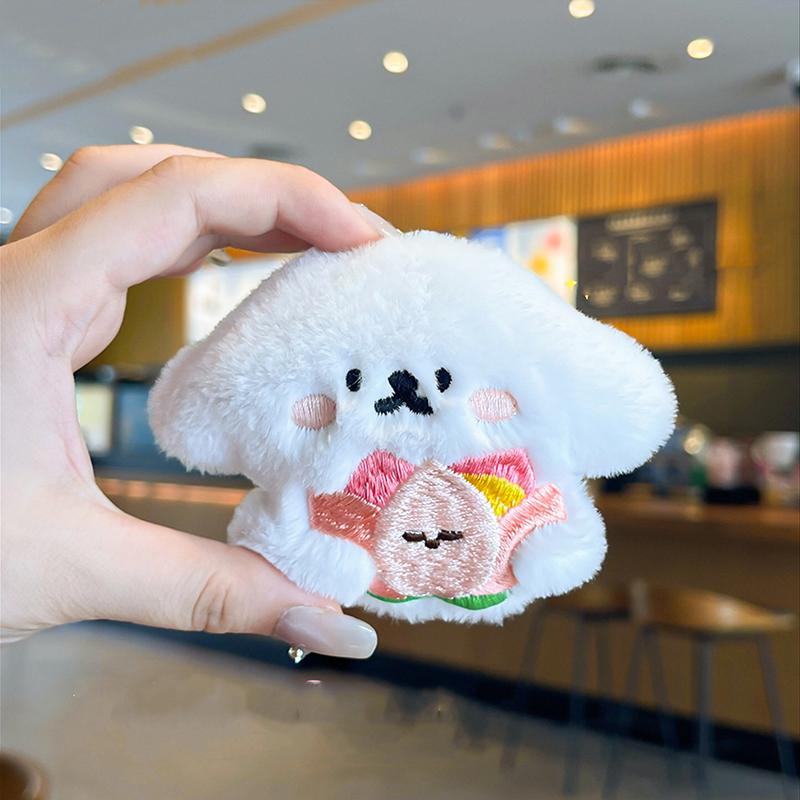 Breloc cățeluș de pluș de desene animate, Păpușă drăguță, Pandantiv de geantă inimă pentru fată, Pandantive de pluș