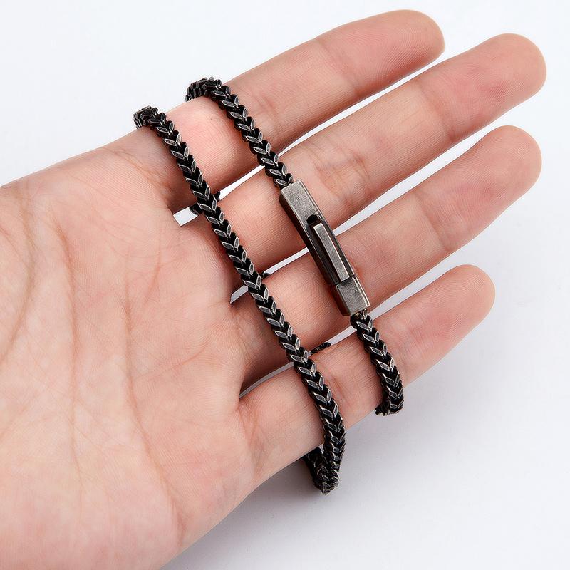 Vintage Oxidized Matte Black Stainless Steel Chain Necklace for Men Women Curb Cuban Link Chain Punk Choker Male Jewelry