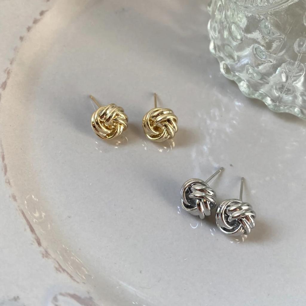  INS Cool Wind Knotted Sphere Earrings Women European American Creative Winding Ball Daily Street Trend Decor Jewelry