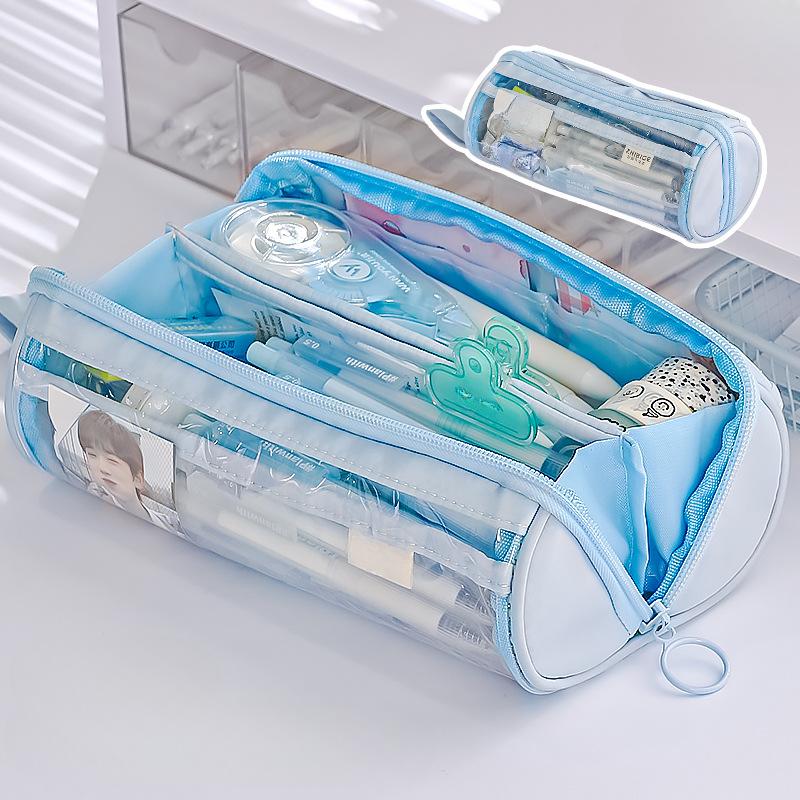 1 Piece Creative Style Simplicity Pencil Case Cute Candy Color Series Pencil Pouch High Capacity Transparent Stationery Bag