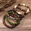 DIEZI Bohemian Multi Layer Handmade Wood Beads Strand Bracelets For Women Men Ethnic Elastic Rope Bracelet Pulseira Feminina