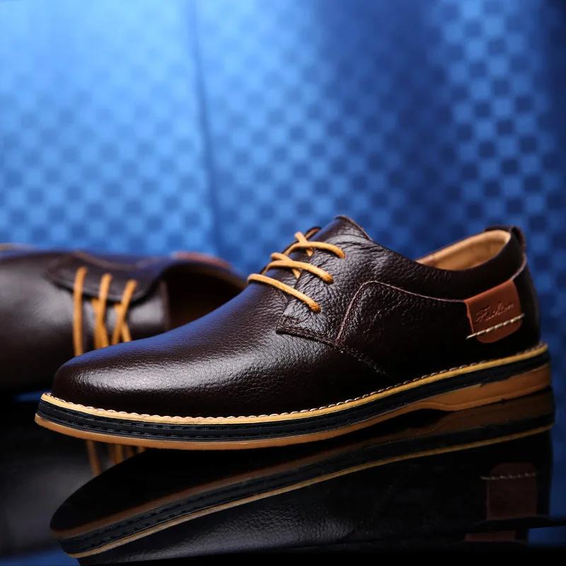 Fashion Men's Casual Leather Shoes Plus Size Men's Shoes Fashionable Business Casual Handmade Stitched Leather Shoes Zapatos Casuales