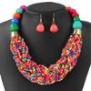 Layer Beaded Jewelry Set Safe Plastic Necklace and Earrings Accessory for Casual Outings Travel