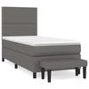 3137579 vidaXL Lit à sommier tapissier avec matelas Gris 90x190 cm Similicuir
