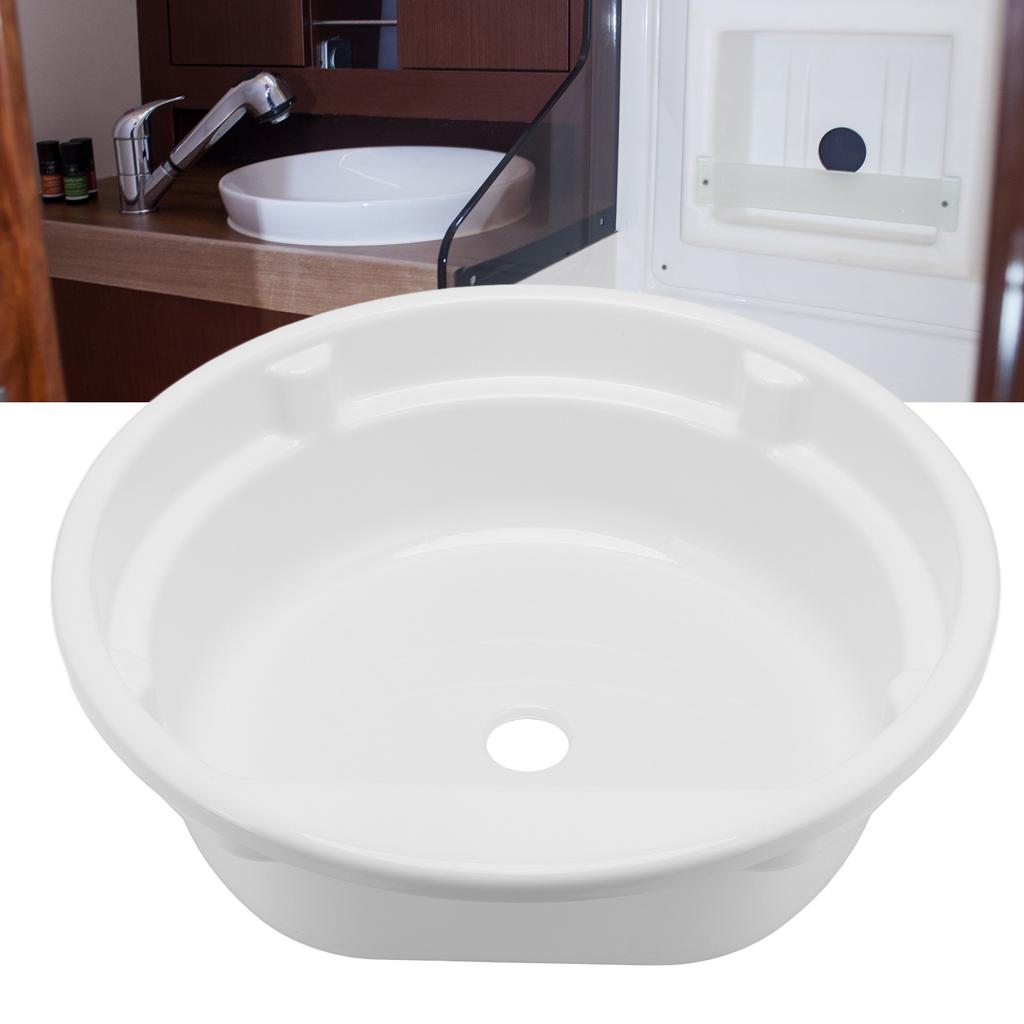 RV Łazienkowa Umywalka Nablatowa 430x140mm Okrągła Biała Do Mycia Rąk Akrylowa Duża Pojemność dla Kampera Przyczepy Kampingowej