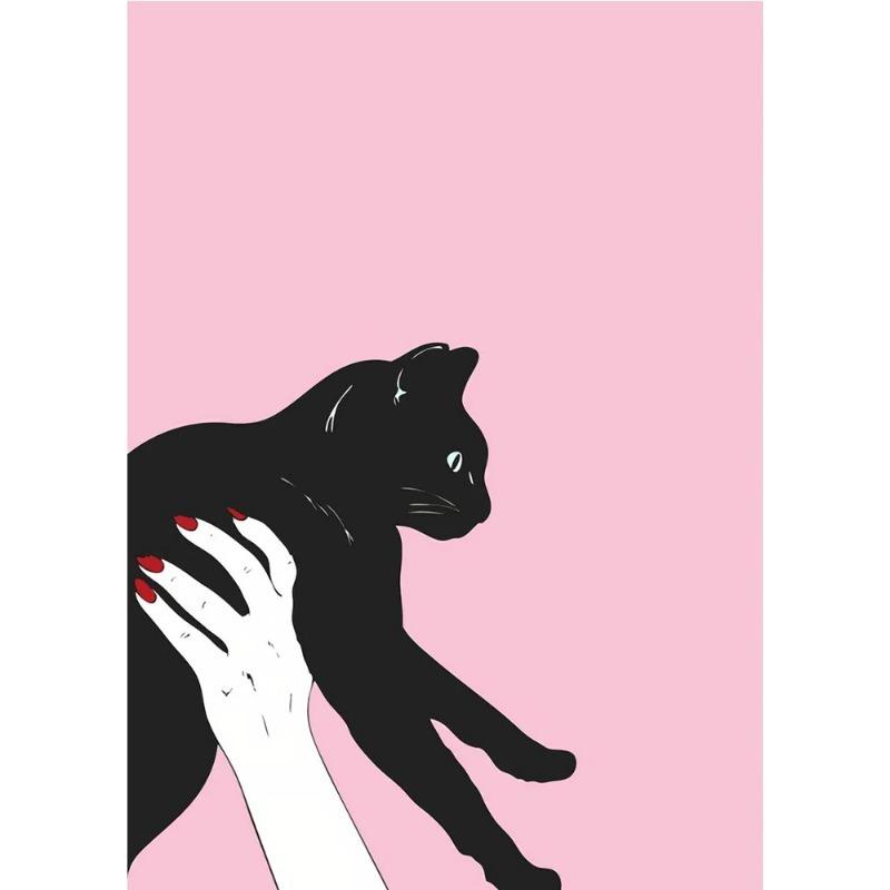 Funny Black Cat Poster Print Canvas Painting Minimalist Nordic Animal Wall Art Picture For Living Room Home Decoration Unframed