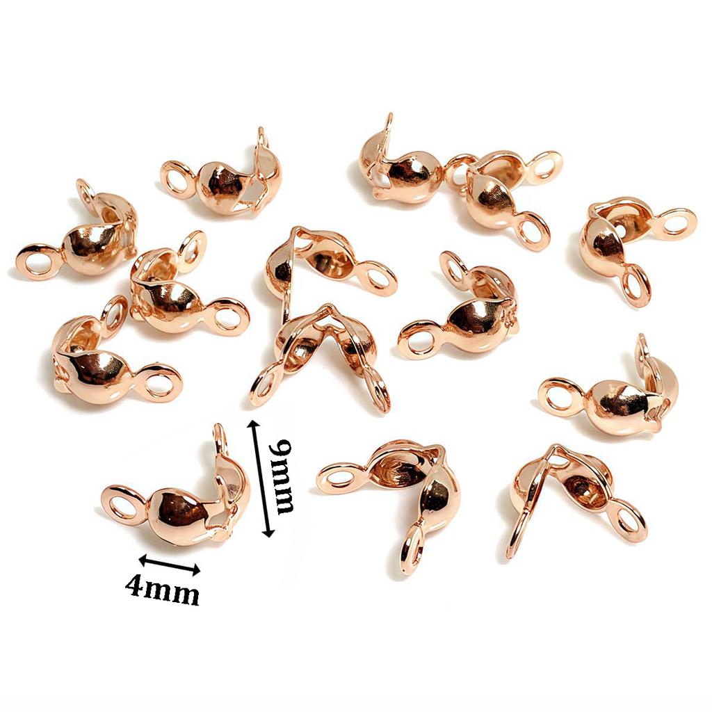 10PCS Brass Crimp End Beads 18K Gold Plated Tip Ball Chain Connector Clasp for DIY Necklace Bracelet Jewelry Making Accessories