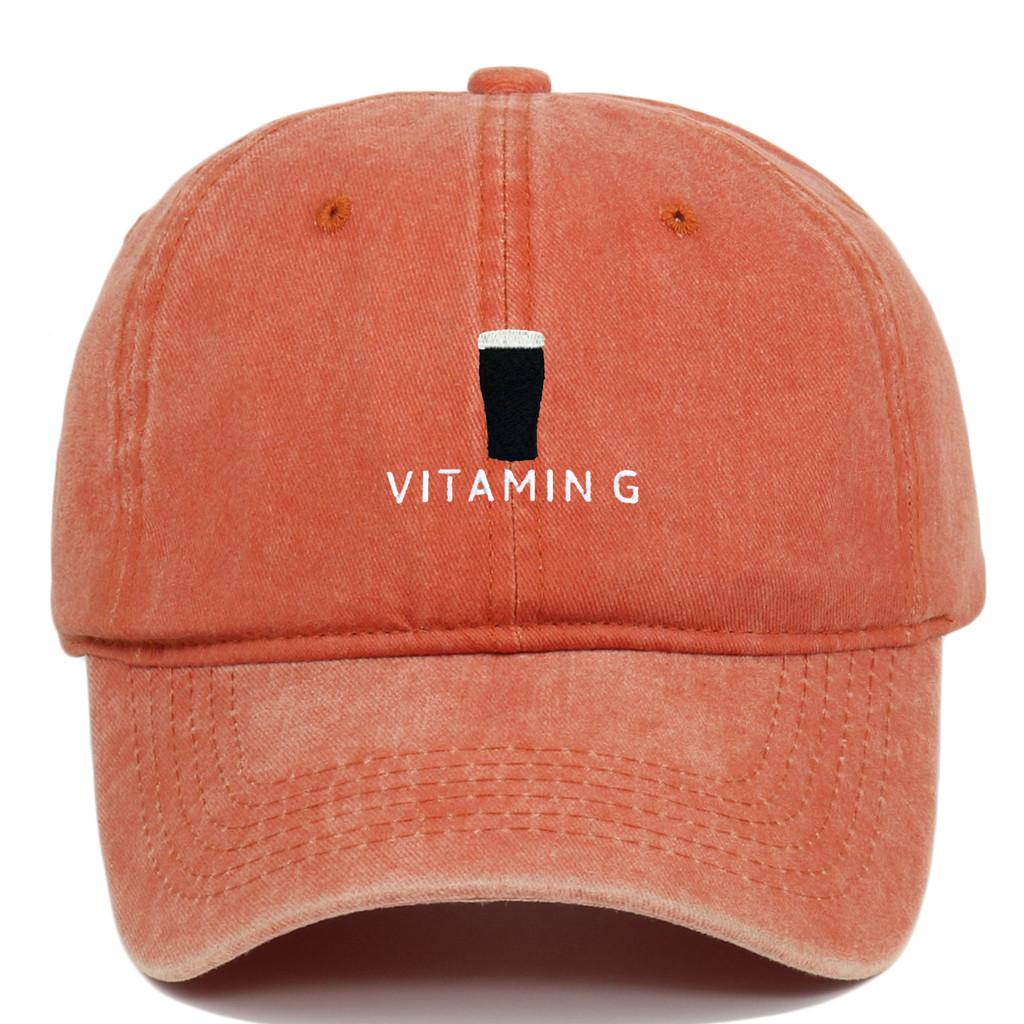 Vitamin G Letter Vintage Baseball Cap With Breathable Cotton And Curved Brim