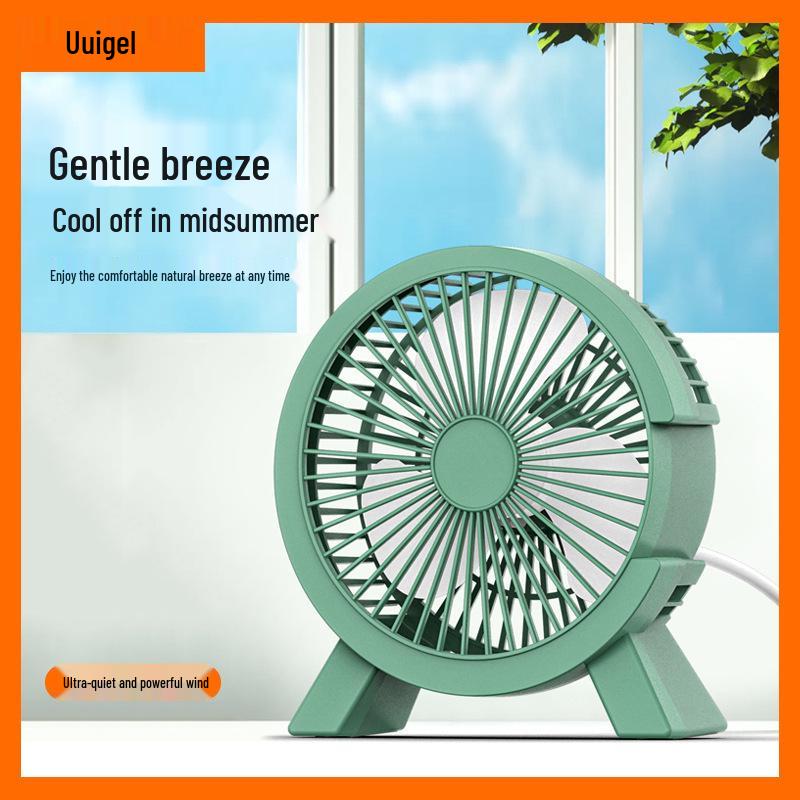 

Мини Мультяшный USB Настольный Вентилятор – Бесшумный, Сильный Ветер, Портативный, Идеальный для Общежитий и Студентов 12CM*10CM зелёный