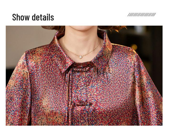 Mom's Stylish Floral Seven-Sleeve Shirt for Middle-Aged Women - Trendy and Casual Thin Jacket