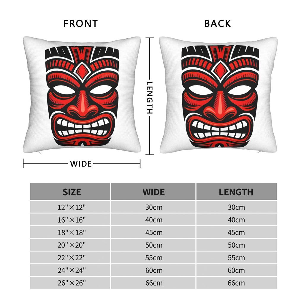 Ancient Dark Tiki Mask Tribal Polynesian Warrior Pillow Case Comfy Pillow Cover Vintage Pillowcases For Sofa Home Decoration