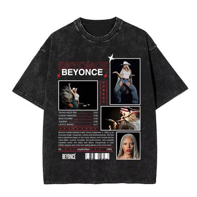 Retro Washed Beyonce Renaissance World Tour Tshirt  Album Concert Music Tshirts Mens Women Casual Cotton Vintage T Shirts
