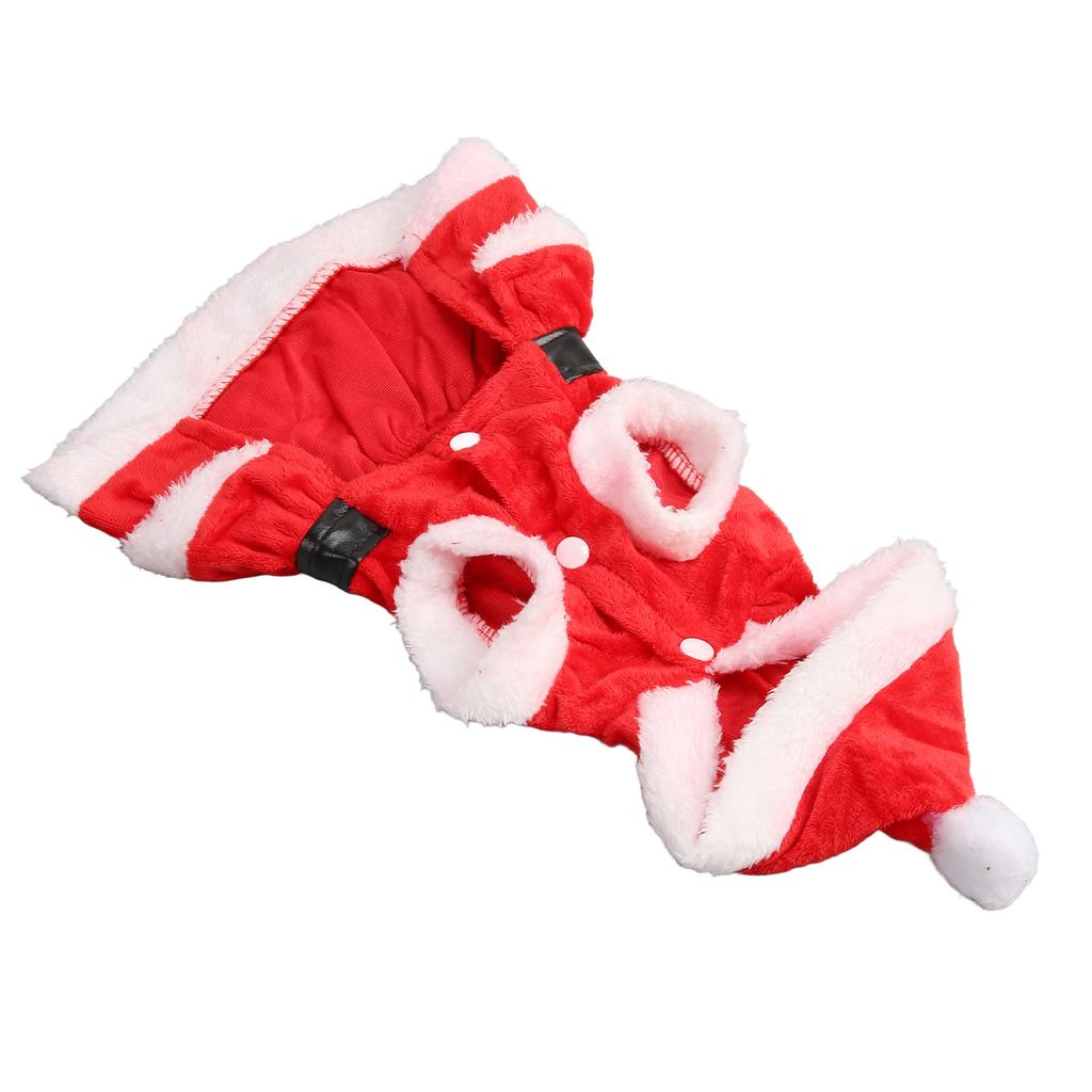 Pet Christmas Dress Soft Thickened Double Sided Coral Fleece Breathable Button Closure Dog Santa Dress for Winter