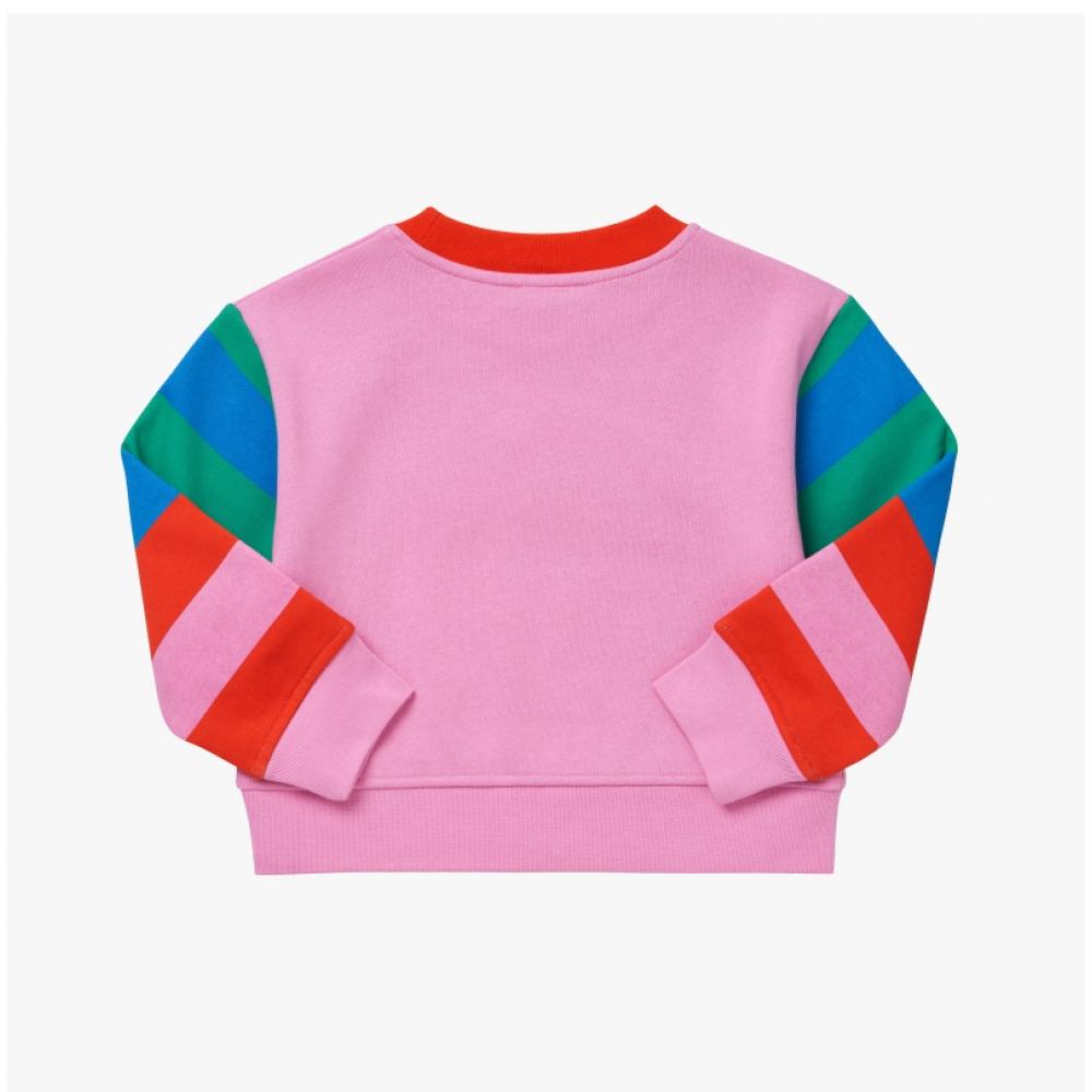 Stella Mccartney Tt4a20 Z0409 546 Round Logo Color Stripe Kids Sweatshirt