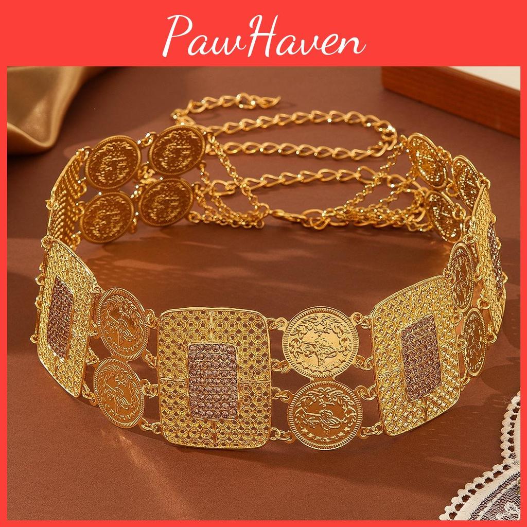 Womens Gold Waist Chain With Geometric Design And Alloy Material For Casual And Formal Wear