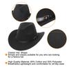 GEMVIE Western Unisex Wide Brim Gentleman Cowboy Hat Autumn Winter Outdoor Fedora Hats with Belt