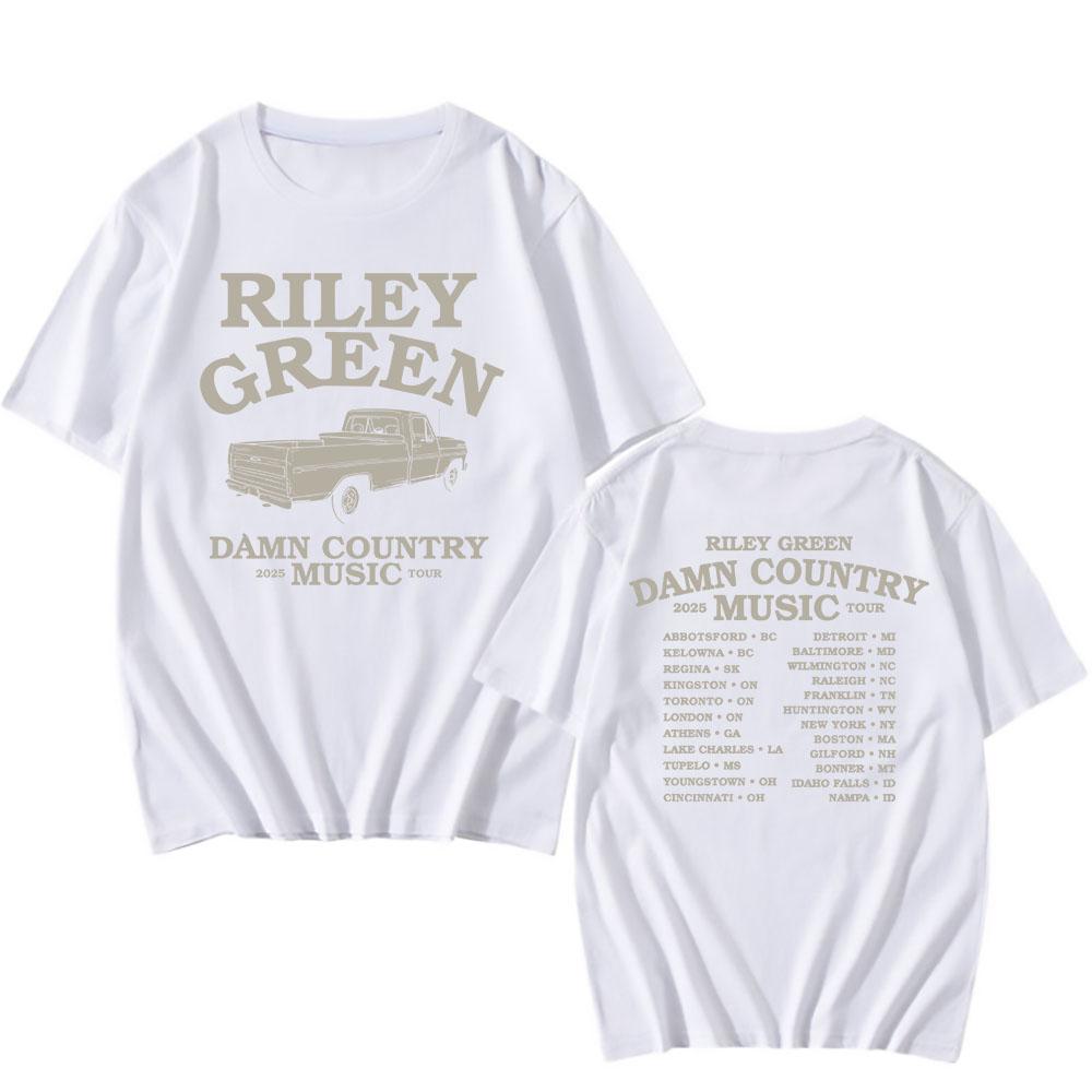 DCM Damn Country Music Tour 2025 Tričko RILEY GREEN Zpěvák Grafická Trička Pánské Dámské Oblečení Bavlna Krátký Rukáv Unisex Trička