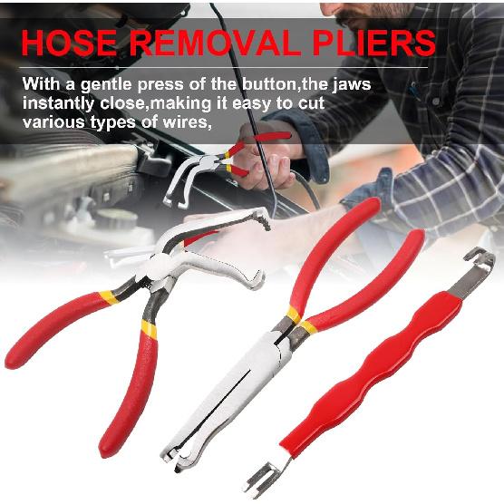 3 PCS Automotive Electrical Connector Disconnector Pliers,Carbon Steel Non-Slip Handle,60 High-Bend Rake Pliers,Wire Stripper Tool,Electrical
