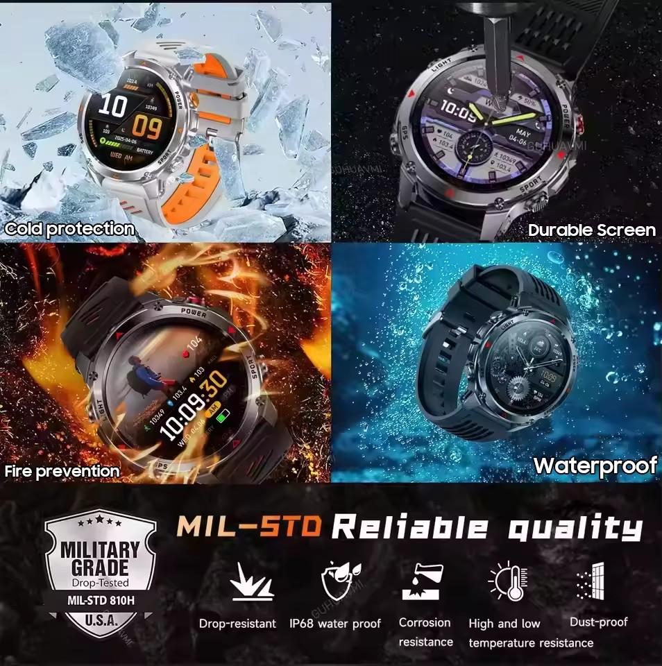 New Men's smartwatch 30 Meter Waterproof Dual-band GNSS Compass Health Tracking Military Outdoor Sports GPS Smart Bracelet