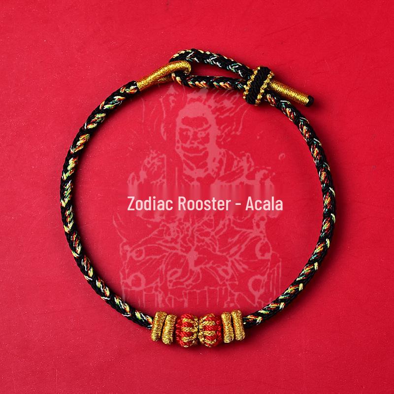 2026 Year of the Horse Zodiac Red String Bracelet with Micro-Carved Buddha Projection and Eight Guardian Deities