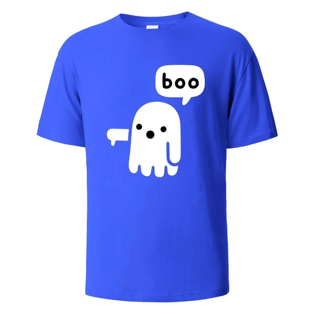 BOO Funny Street Printing T-shirt For Men Wowen 100%Cotton Summer Breathable Short-Sleeved Basic Tops O-neck Oversize Tees