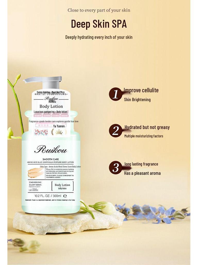 Rico Amino Acid Moisturizing Body Lotion - Nourishing, Non-Sticky, Anti-Cracking, Refreshing, and Tender Skin Care.