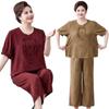 Chinese Style Summer Two-Piece Set: Mid-aged and Elderly Mom Short Sleeve Loose T-shirt and Fashionable Pants