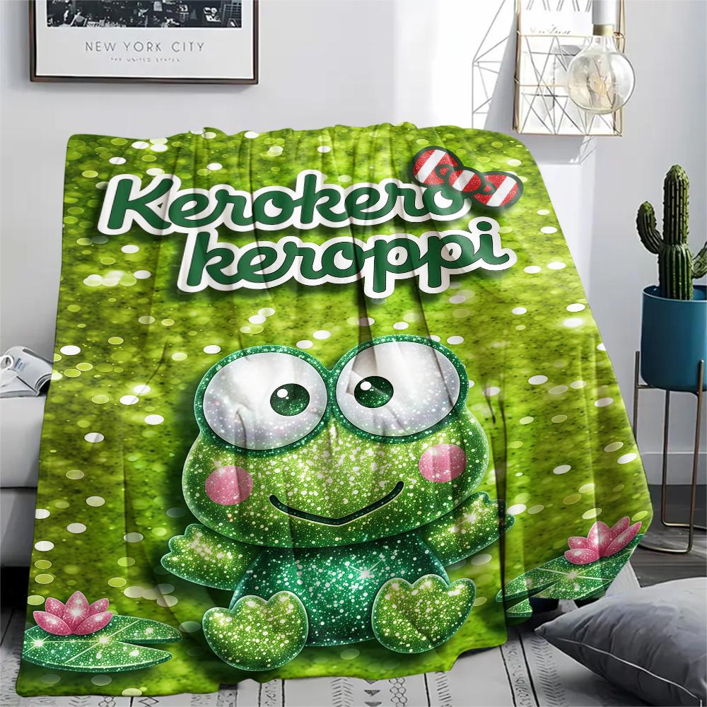 1PC Keroppi  Print Flannel Blanket, High Quality All Seasons, Home Decor, Warmth and Comfort, Perfect for Christmas Gifts