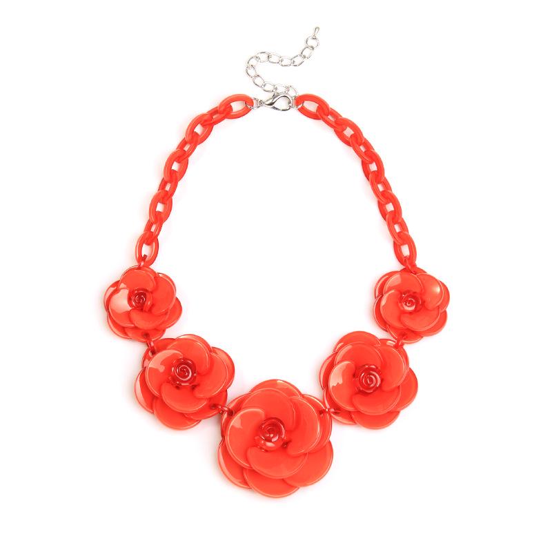 Bohemian Acrylic Flower Necklace - Colorful Rose Sweater Chain