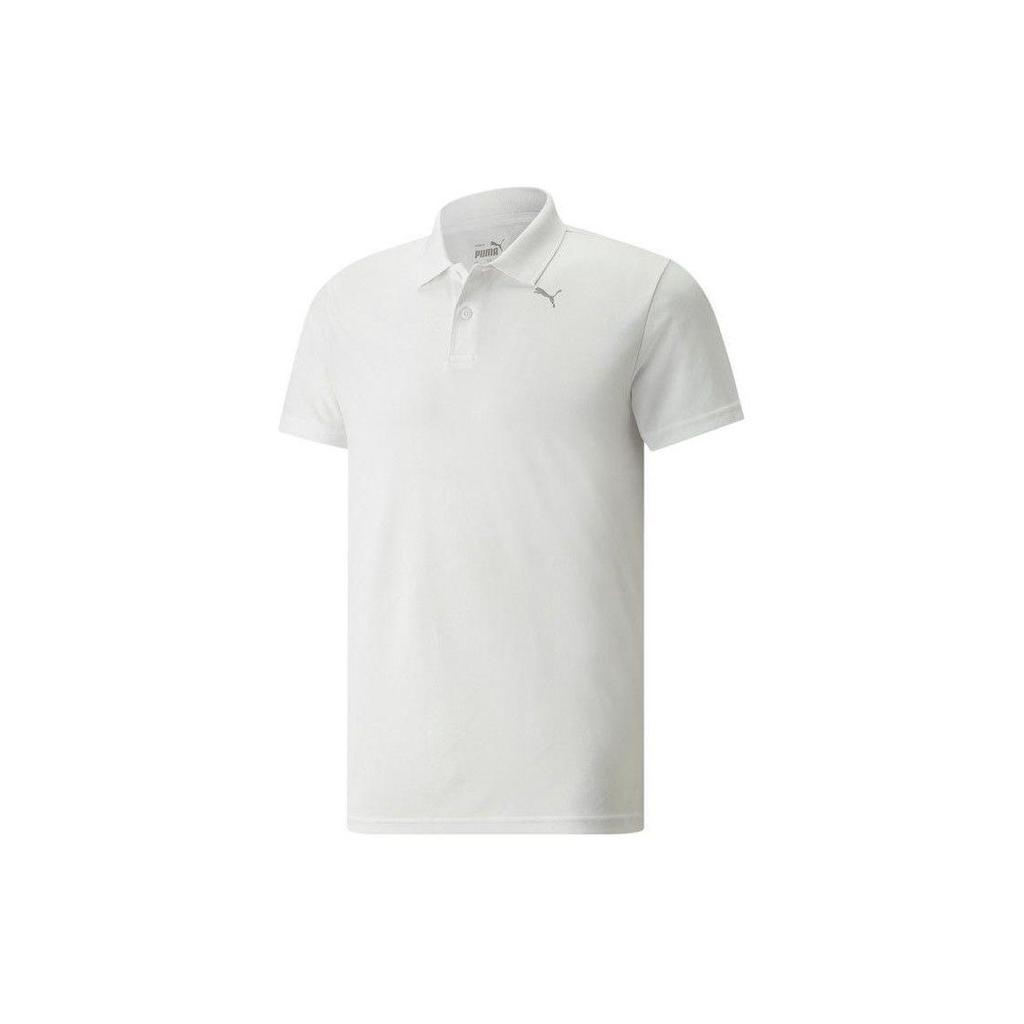 Puma Solid Color Moisture Wicking Short Sleeve Polo Shirt Men Tops White 521933-02