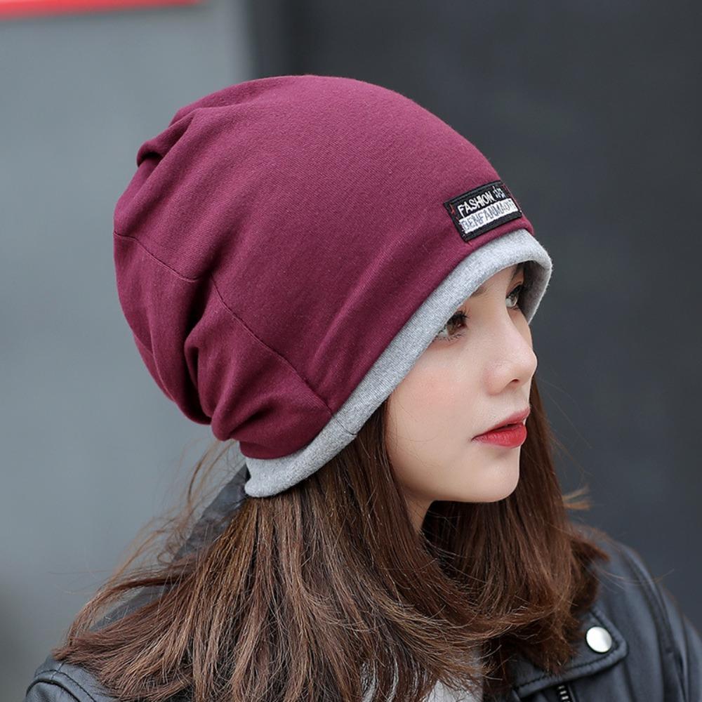 Solid Color Head Wrap Cap Ruffle Beanie Scarf Casual Turban Hat