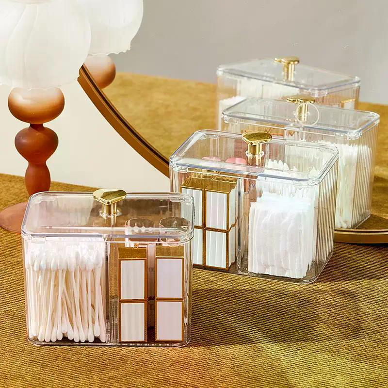 Acrylic Swabs Cosmetic Organizer Storage Box Desktop Dust-Proof Makeup Removal Cotton Lipstick Cosmetics Organization Holder