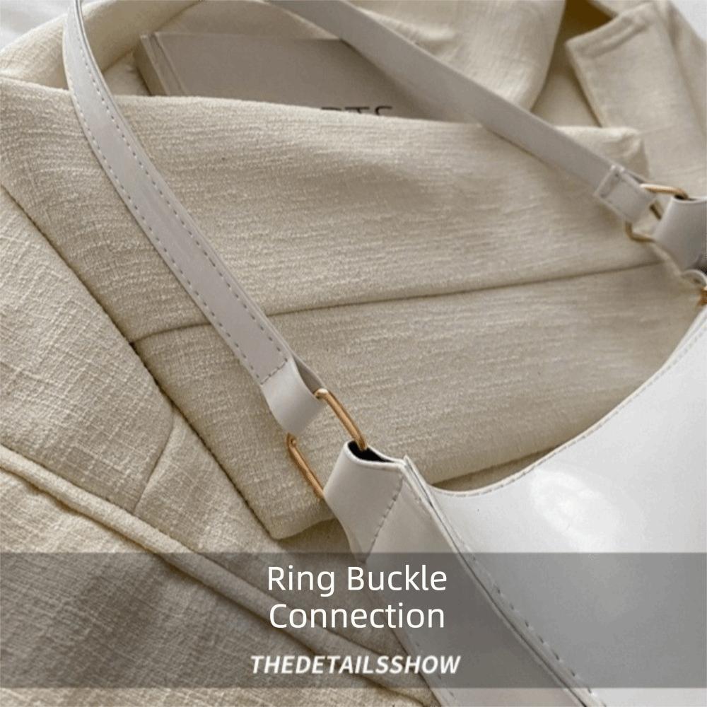 Fashion PU Leather Underarm Bag Small Solid Color Handbag Purse Bright Color Shoulder Bag Women