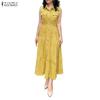 ZANZEA Women Casual Turn Down Collar Loose Sleeveless Dress