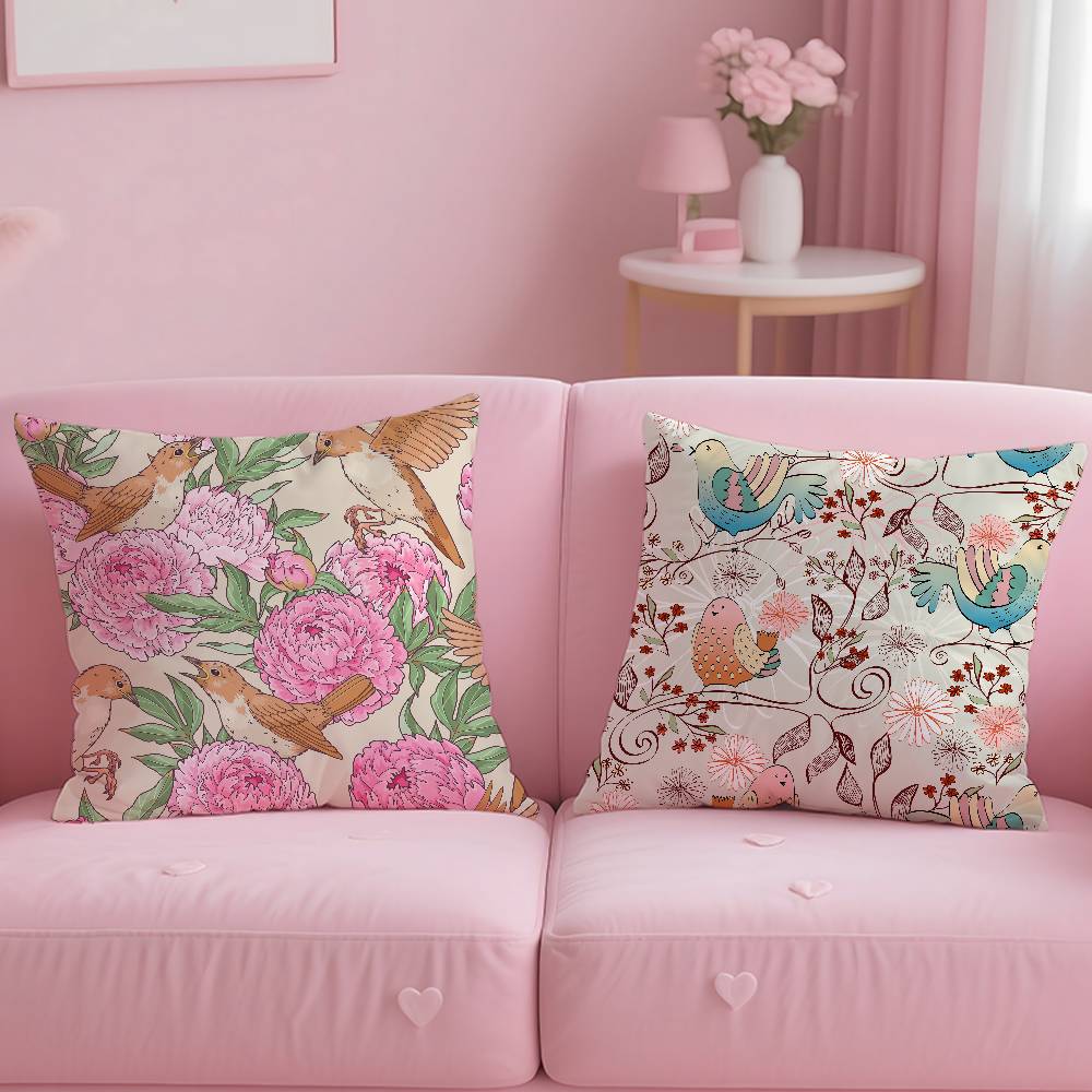 Vögel Schmetterlinge Blumen Kissenbezug Musterdruck Kissenbezug Wohnzimmer Sofa Kissenbezug Schlafzimmer Raumdekor