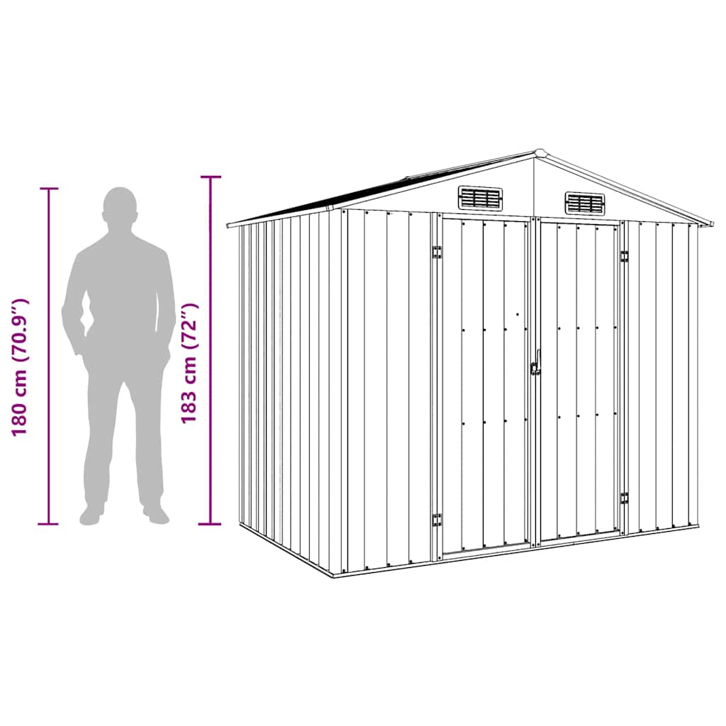 Garden Shed Green 205 x 129 x 183 cm Galvanized Steel
