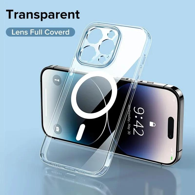 For Magsafe Original Transparent Silicone Case For iPhone 17 16 15 14 13 12 11 Pro Max Plus Phone Magnetic Wireless Charge Cover