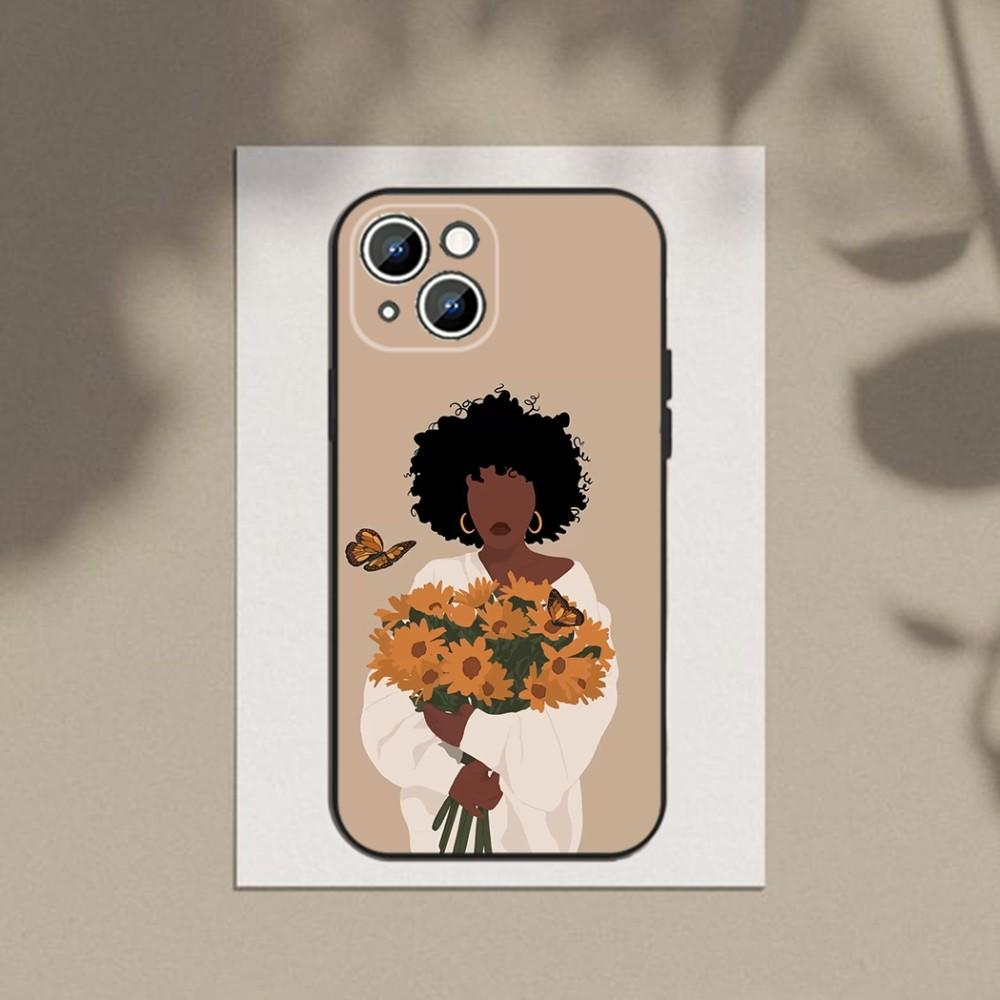 Afro Girls Art  Phone Case Phone Case For Apple iPhone 15,14,13,12,11,XS,XR,X,8,7,Pro,Max,Plus,mini Silicone Black Cover