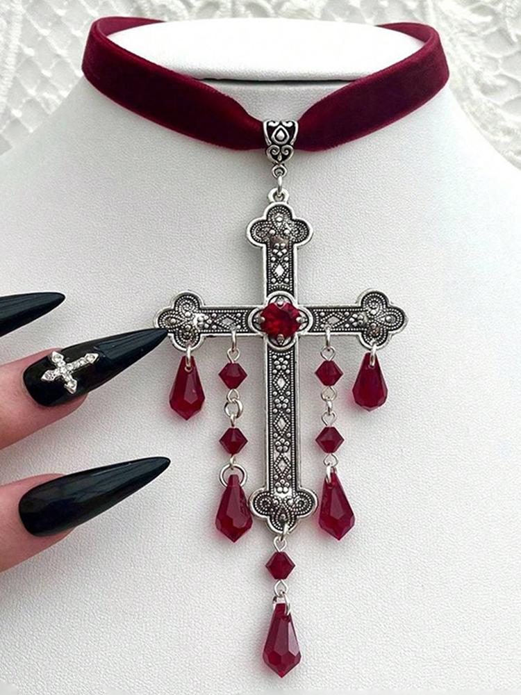 Halloween Retro Gothic Dark Style Tassel Necklace Suitable For Women'S Daily Holiday Parties Wearing Fashionable Necklace