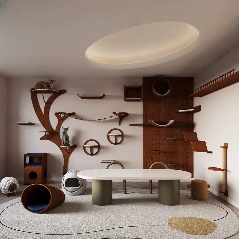 Cat-shaped Wall Shelf Natural Wooden Wall Shelf Wall-mounted Shelf Suitable for Living Rooms For Use with Pets