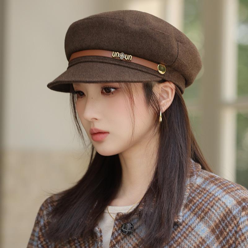 French Casual Belt Buckle Hat Spring and Autumn New Hat Female Retro British Octagonal Painter Hat