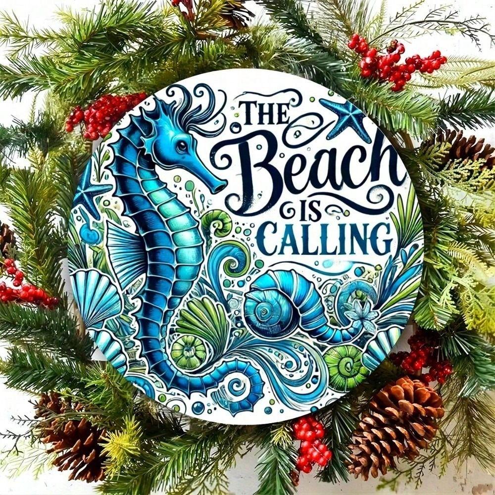 Vintage Metal Wall Art Sea Horse 20x20 cm Kitchen Poster