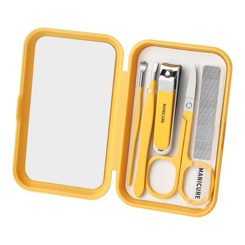 Portable Nail Clippers & File Set with Mirror and Ear Pick Manicure Tools