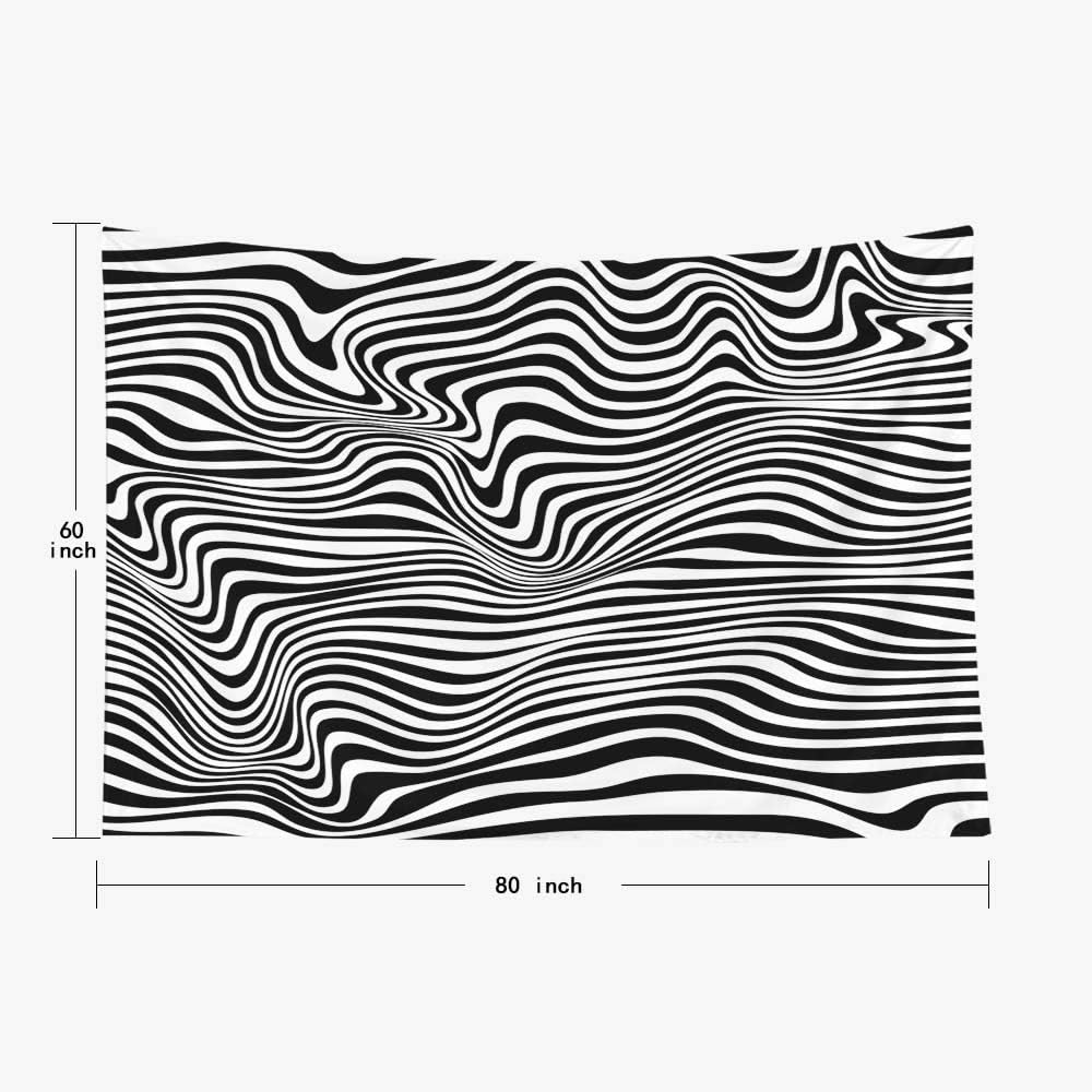 Black White Relief Tunnel Optical Illusion Tapestry 60X50Inches Wall Art Tapestries Hanging For Dorm Room Living Home Decorative