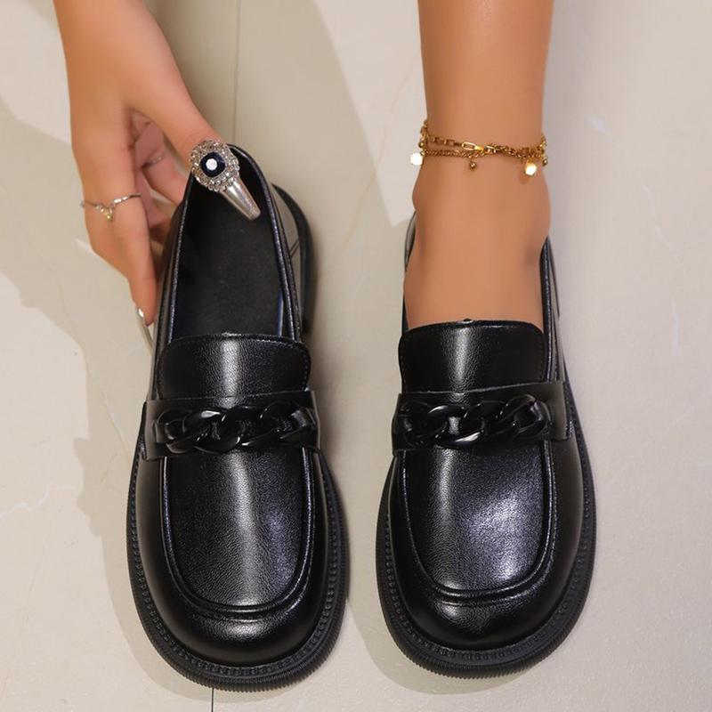 

Черные рабочие туфли на низком каблуке в британском стиле, женские повседневные туфли-лодочки с закругленным носком и неглубоким носом для женщин, офисные туфли из искусственной кожи на плоской подошве для женщин 40