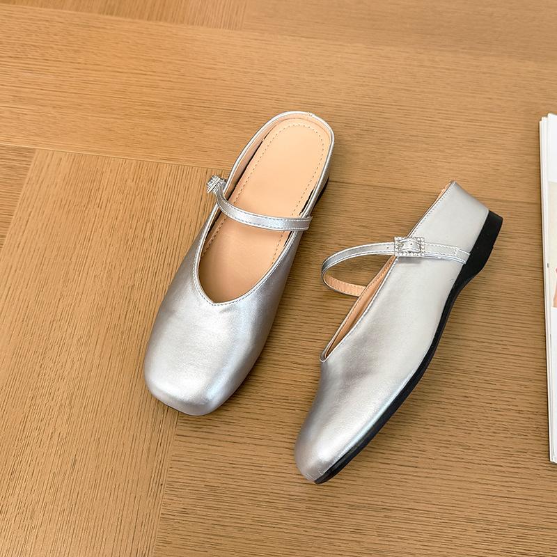 Retro temperament ballet flats summer new soft leather light mouth with skirt gentle single shoes 39 3560₽