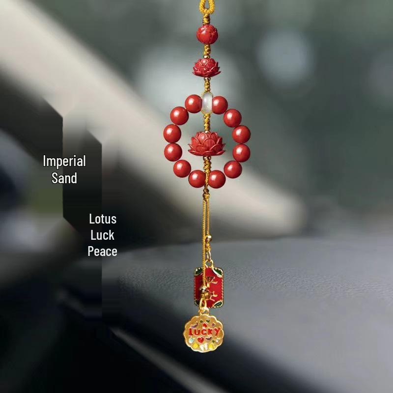 Cynoberowy Lotos Wisiorek na Lusterko Wsteczne - Czerwona Ozdoba Samochodowa na Nowy Rok